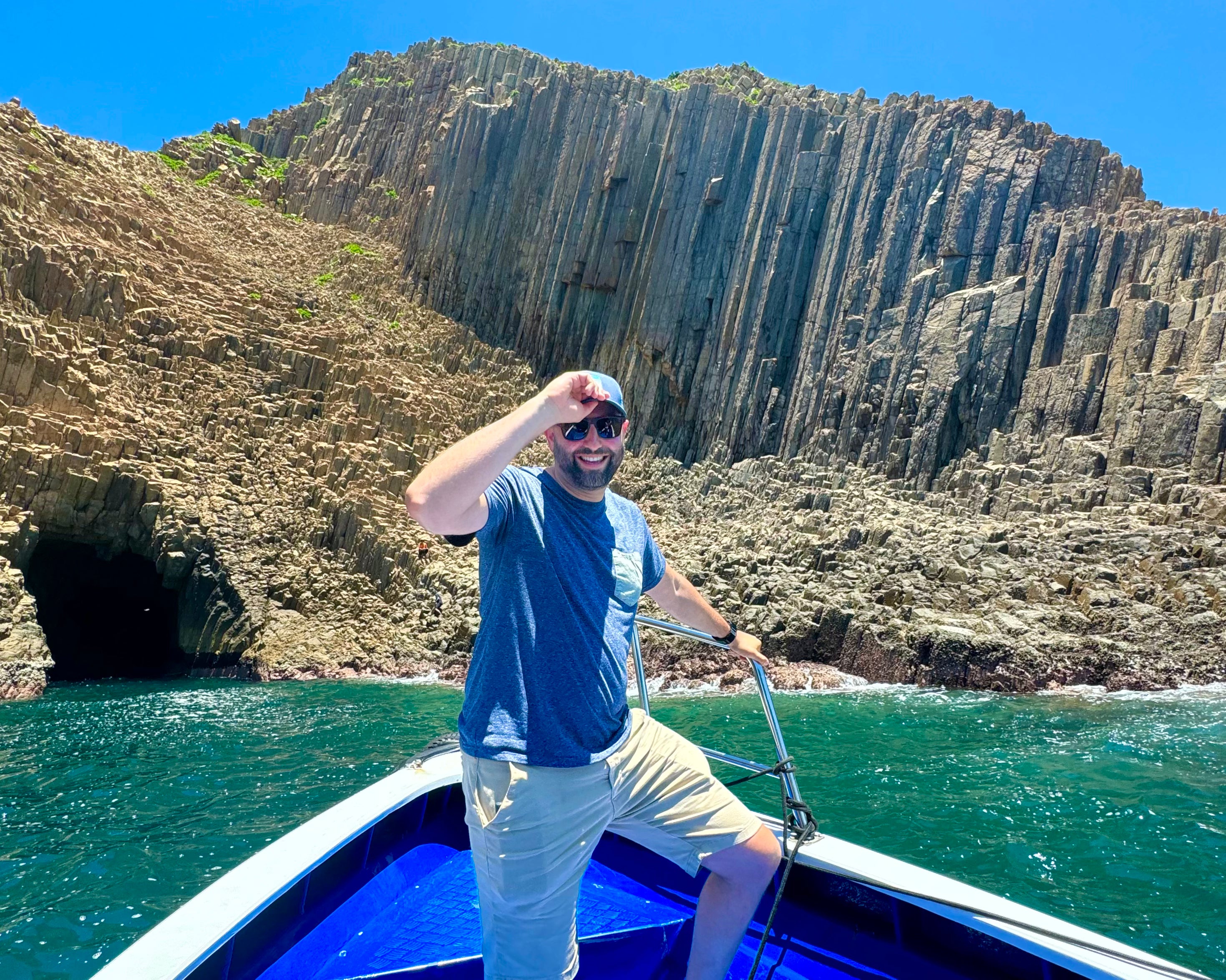 A Man Standing the the World Largest Hexagonal Columns Rock