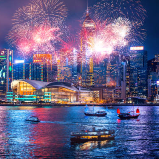 Victoria Harbour Sunset + Fireworks Cruise (4 hours - From Sai Kung!)
